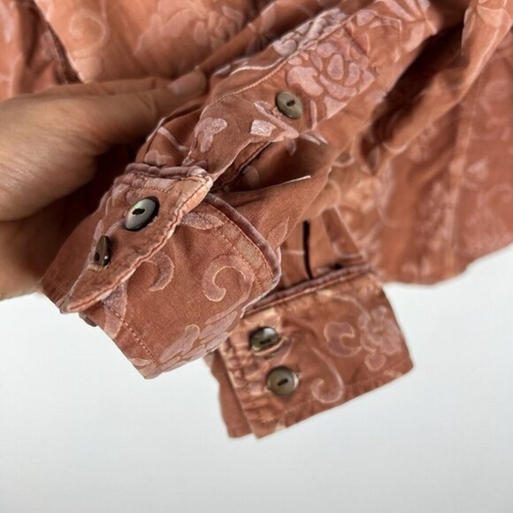 Michael Ryan Silk Burnout Velvet Women’s L Button up Shirt Rockabilly Western - Picture 11 of 12